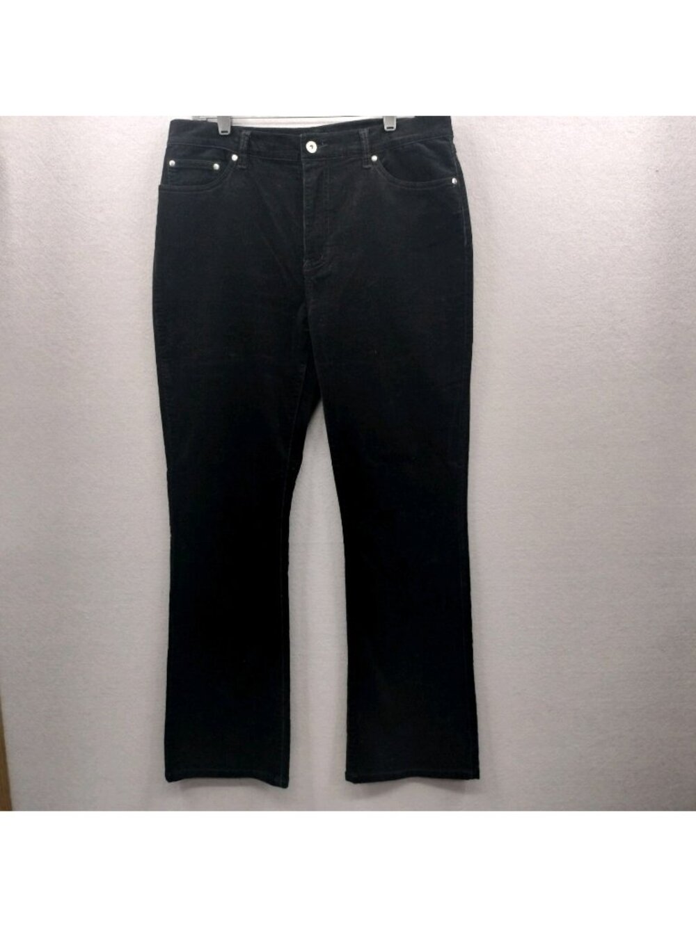 DG2 Diane Gilman Bootcut Pants Size 12 Tall Women Black Corduroy Stretch